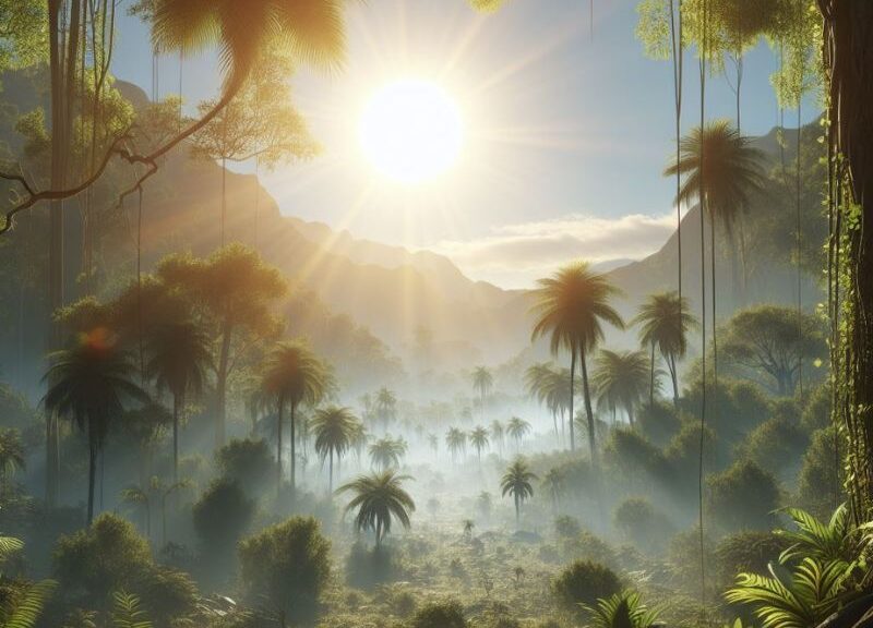O Sol brilhando sobre a selva