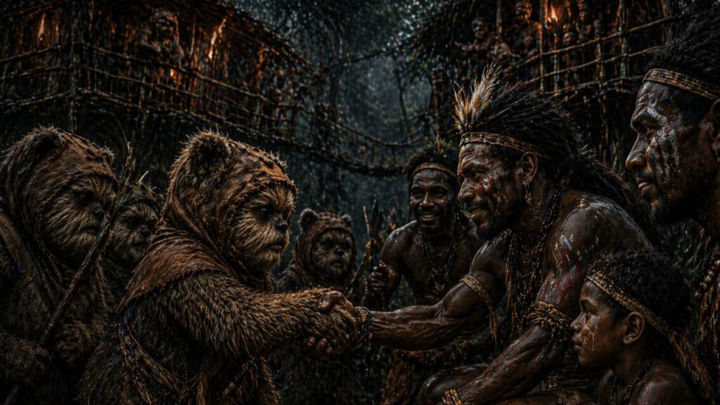 Ewoks e Papuas confraternizando